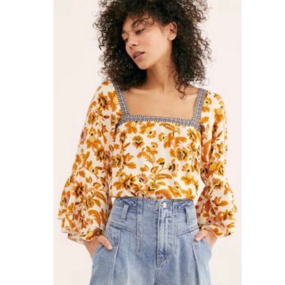 Free People Blooming Boarders Floral Bodysuit Size Large